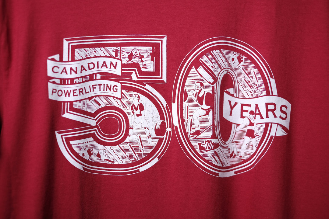 Canadian Powerlifting Union - 50th Celebration Kids Red Tee FINAL SALE