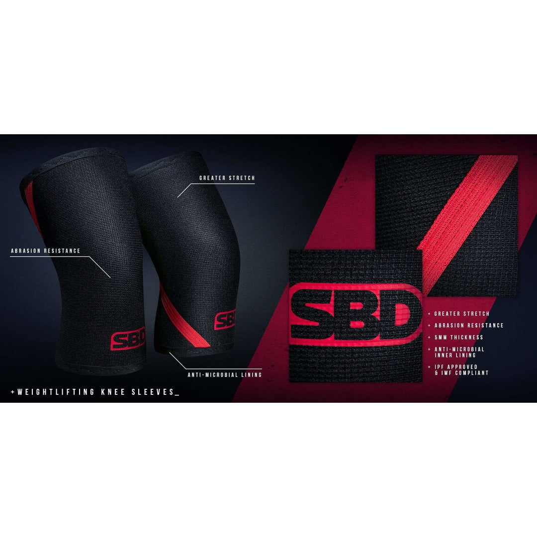 SBD Apparel Knee Sleeves SBD Weightlifting Knee Sleeves - Black & Red
