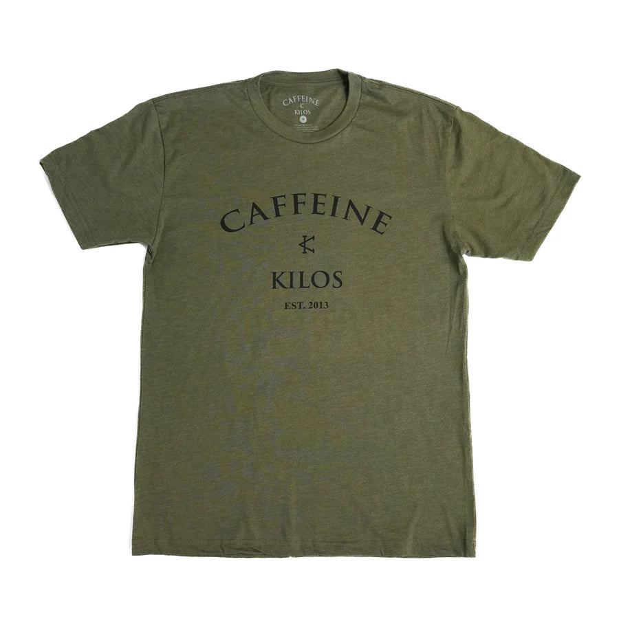 Caffeine and Kilos Arch Logo Tee - OD Green-Inner Strength Products