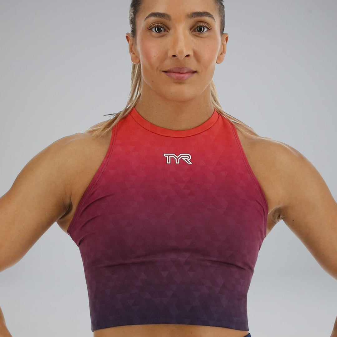 TYR Base Kinetic™ Women's Cropped High Neck Tank - Ember