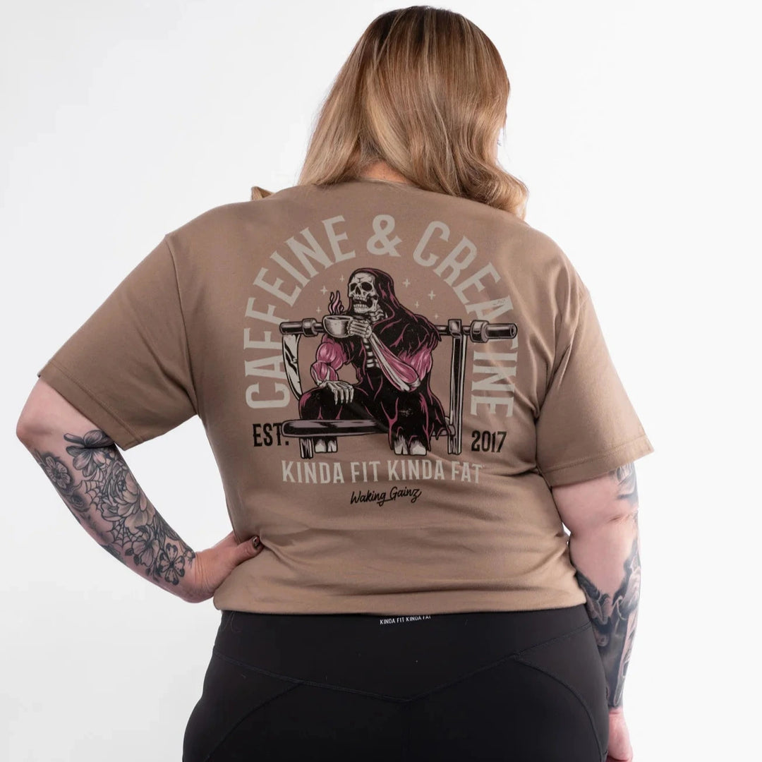 Kinda Fit Kinda Fat - Caffeine & Creatine Deluxe Cotton T-Shirt-Inner Strength Products