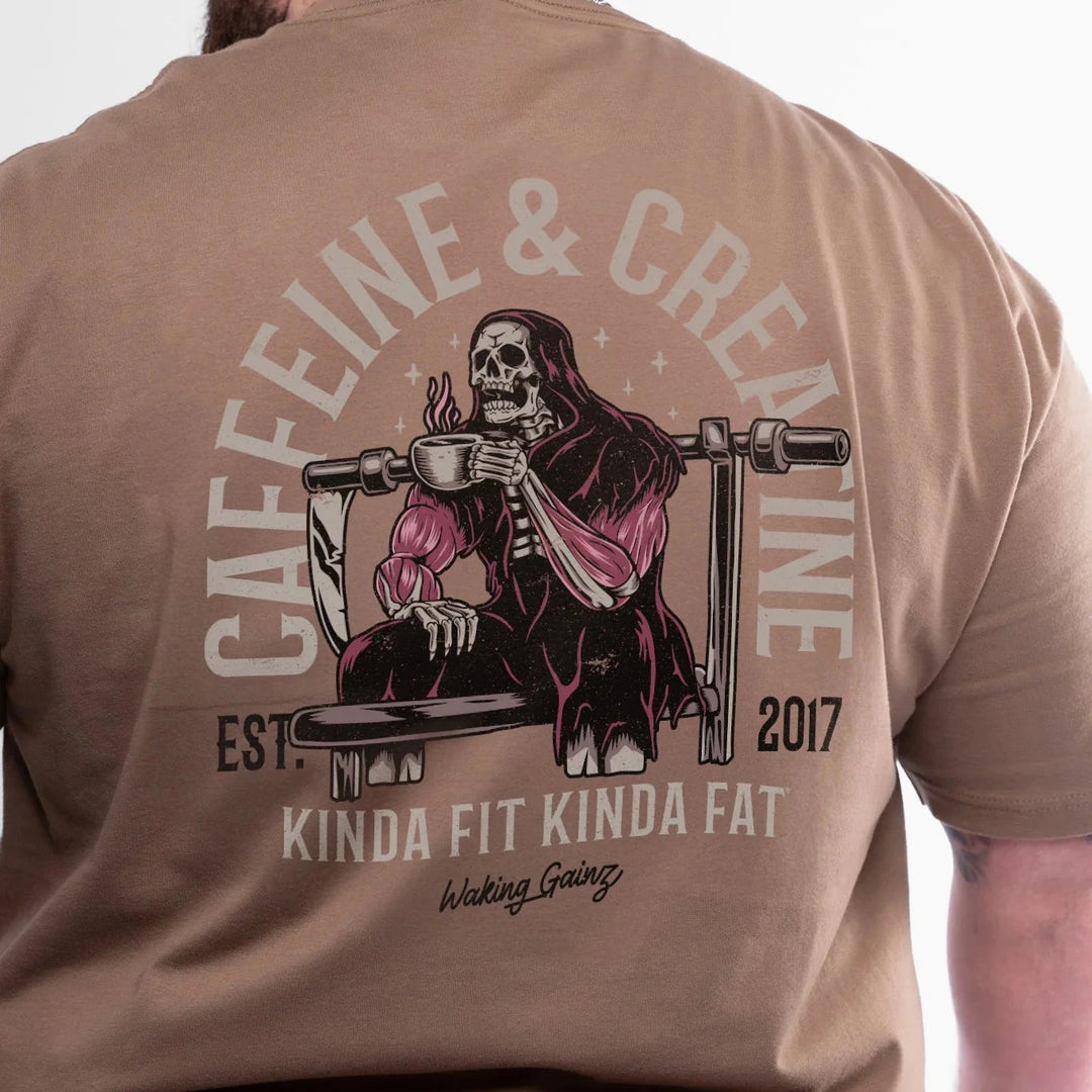 Kinda Fit Kinda Fat - Caffeine & Creatine Deluxe Cotton T-Shirt-Inner Strength Products