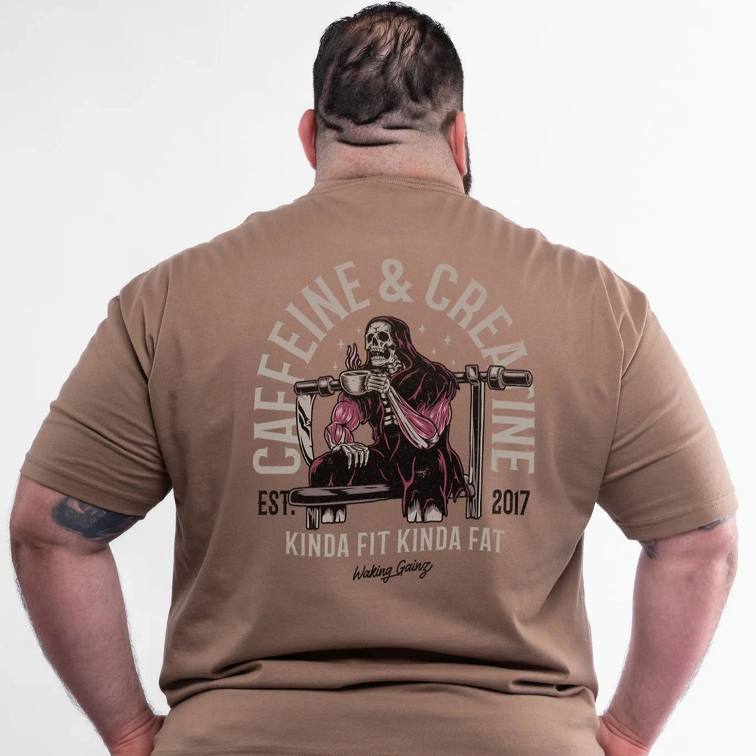 Kinda Fit Kinda Fat - Caffeine & Creatine Deluxe Cotton T-Shirt-Inner Strength Products