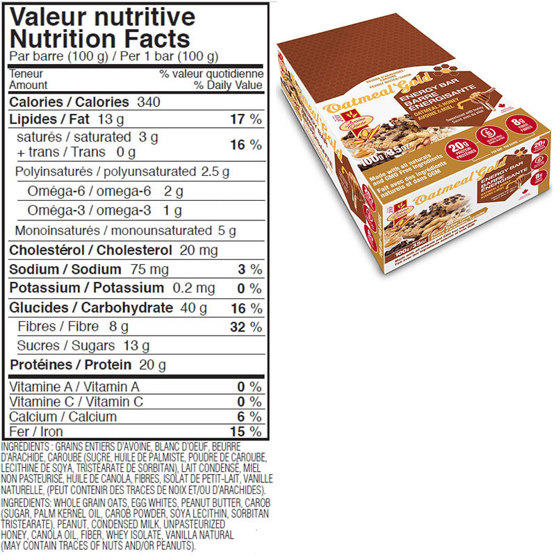 Oatmeal Gold Energy Bar - Peanut Butter Carob