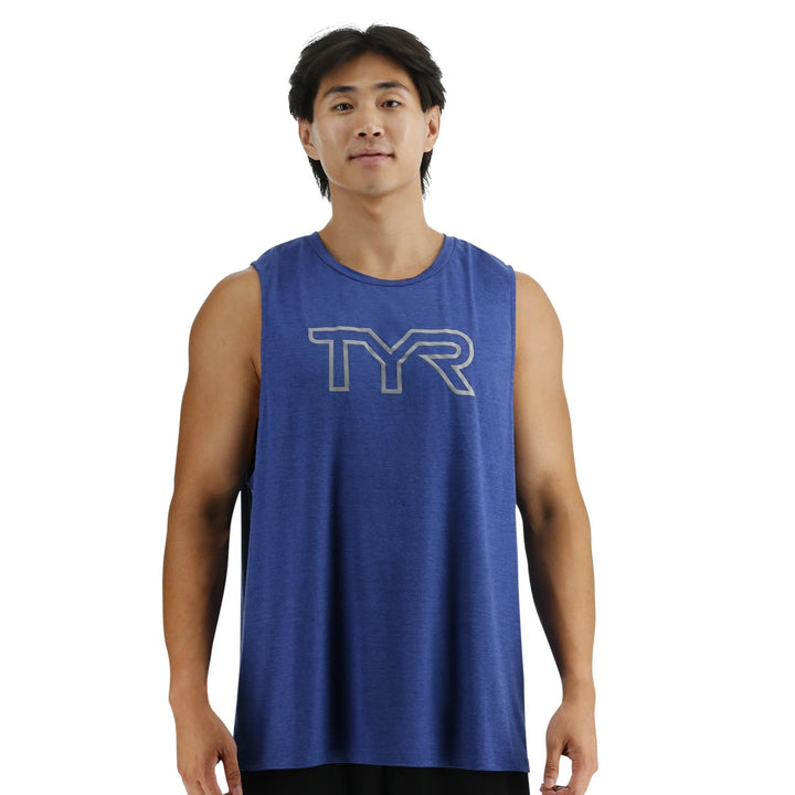 TYR ClimaDry™ Men's Big Logo Tech Tank - Deep Ultramarine Heather