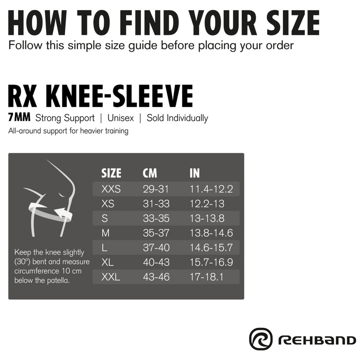Rehband RX Genouillère 7751 7mm Carbon Black (manche simple)
