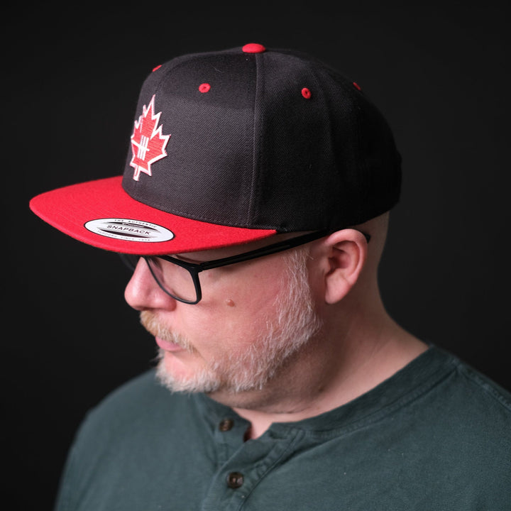 Inner Strength Products Hats Inner Strength Maple Leaf Flat Bill Black/ Red